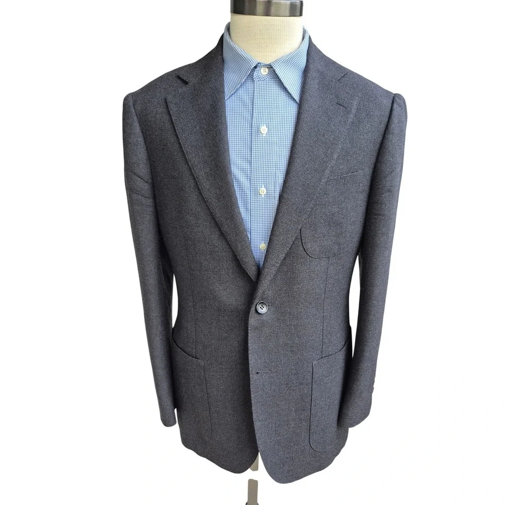 Suitsupply E. Thomas Havana Pleated HL int Wool Sport Coat Grey Slim Cut 42R 44R